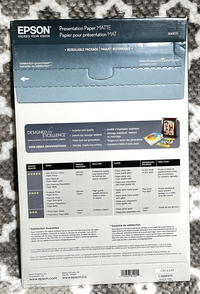 Epson Matte Inkjet Presentation Paper 11“X17”-100 Sheets-New Sealed - Image 2 of 2