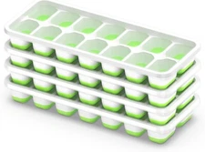 Ice Cube Tray with Lid, 4 Pack Durable Stackable Ice Cube Trays for Freezer with