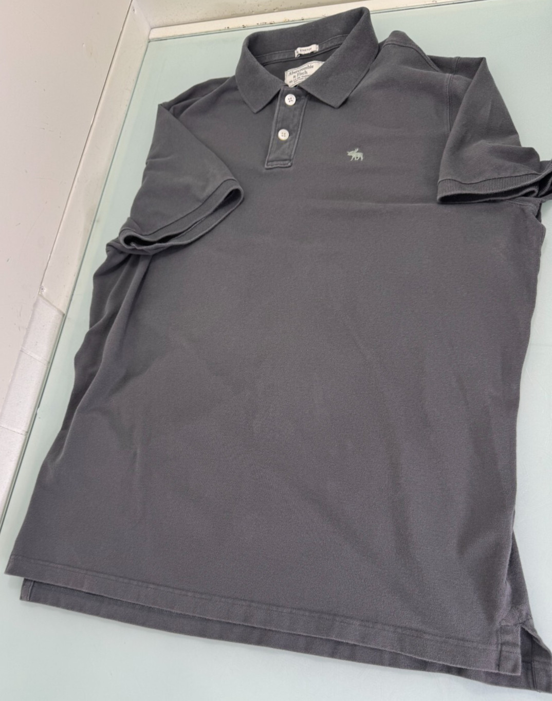 VTG Abercrombie & Fitch Men’s Polo Shirt Stretch Short Sleeve Gray Y2K