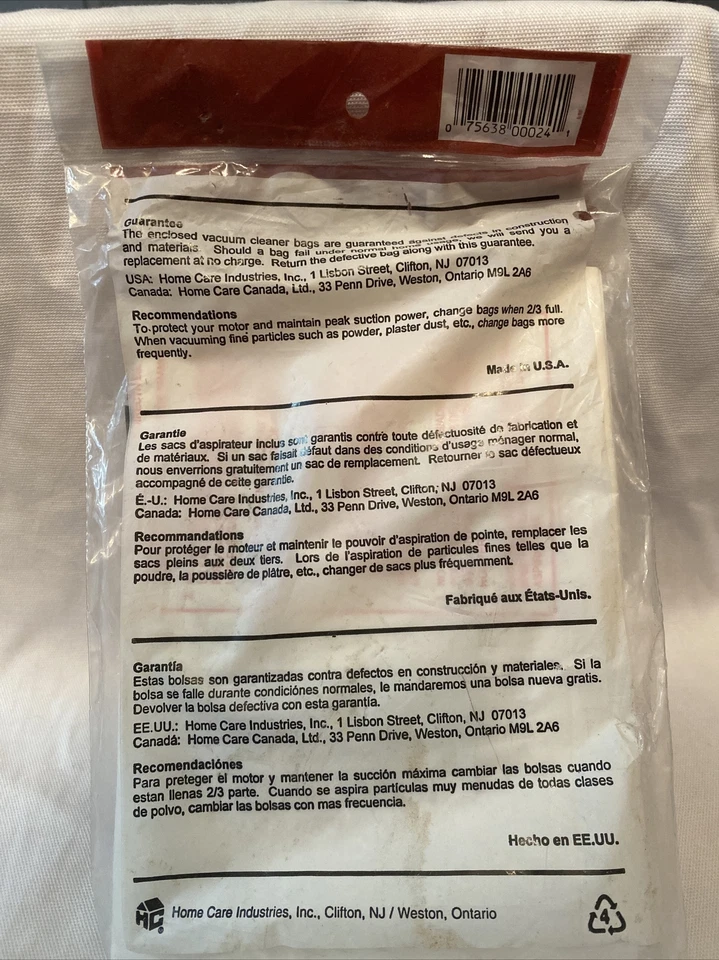 1 PACOTE de sacos de vácuo Sears Kenmore vasilha tipo C para 5055. - Imagem 2 de 2