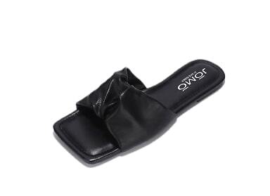 Cape Robbin JOMO Rangoon Black Flat Slip On Sandal Square Toe