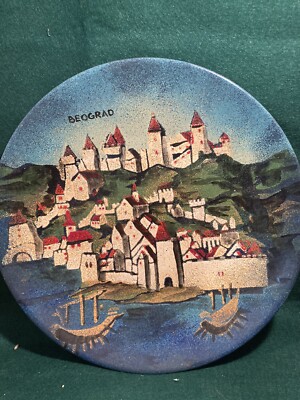 Vintage Dekor Zagreb Beograd Enamel On Copper Plate -12  Yugoslavia Souvenir