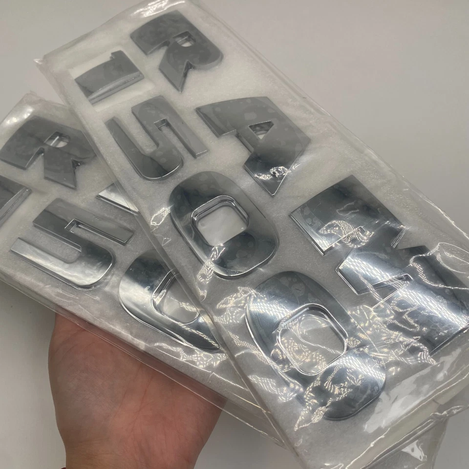 2PCS Set Front Door Emblems Letters Badges Fits For RAM 1500 Model Chrome Silver - Image 4 of 4