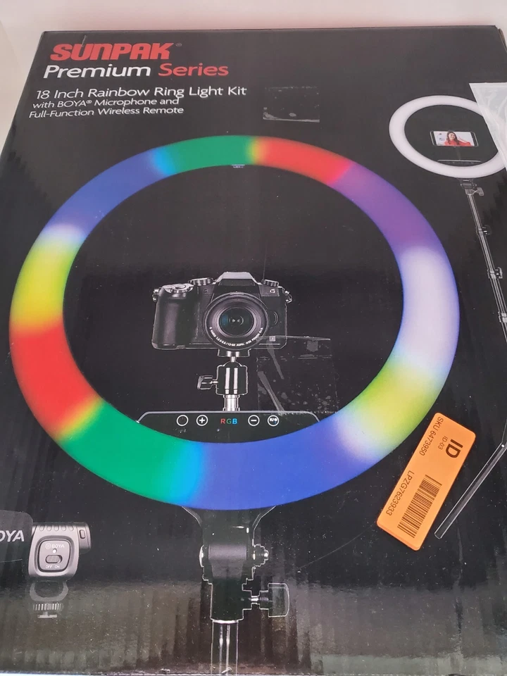 Sunpak - 18" Rainbow Ring Light Kit with BOYO Microphone& Remote[VL-LEDRGB-18SM] - Image 2 of 2