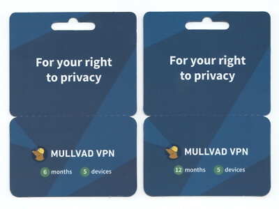 Mullvad VPN 6 & 12 Monate - bis zu 5 Geräte - Gutscheinkarte Guthaben Voucher