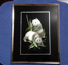 Panda SILH. Foil Art Print Picture Framed 8 x 10 inch Frame