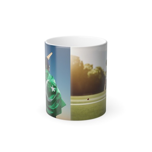 Color Morphing Mug, Pakistan Flag Cricket Fan 11oz | Gift for Cricket World Cup, - Picture 3 of 5