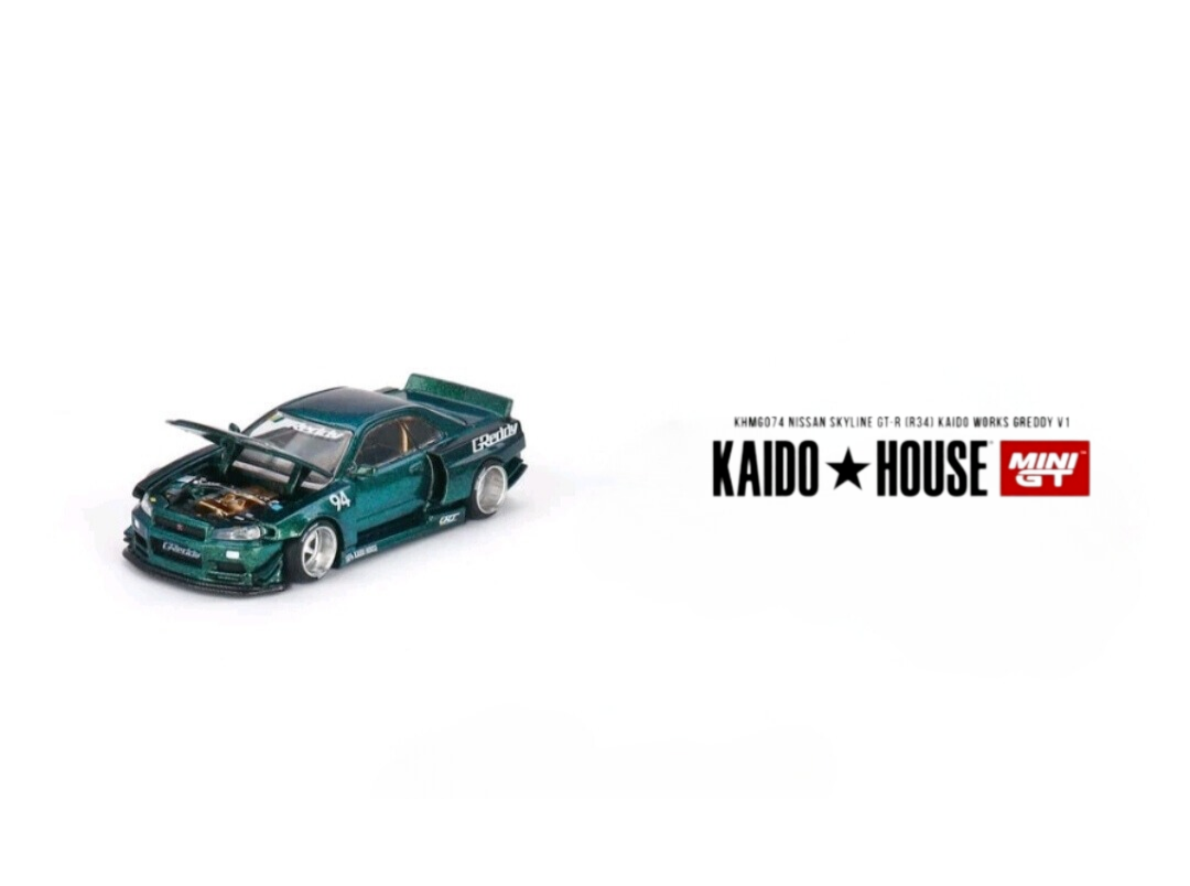 Kaido House x Mini GT 1:64 Nissan GT-R R34 GReddy V1 Diecast Model 