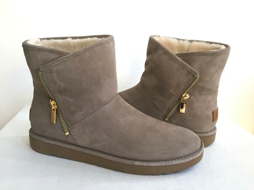 UGG CLASSIC MINI KIP CLAY SUEDE ZIP 