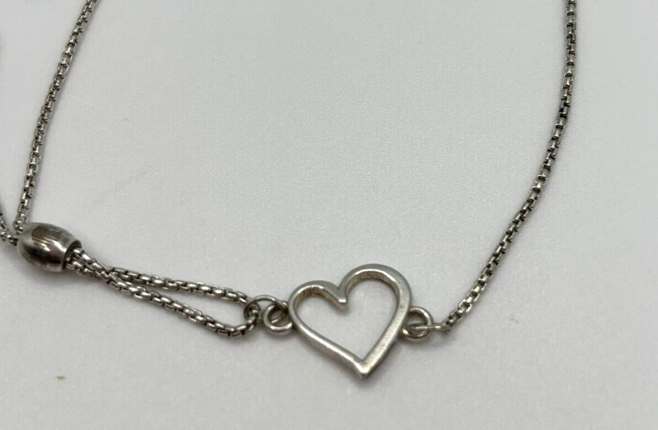 Alex & Ani 925 Sterling Silver Open HEART Slide Adjustable Bracelet - Image 2 of 4