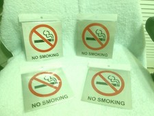 No Smoking Metal Adhesive Signs Set Of 4 New 5.5" X 5.5"