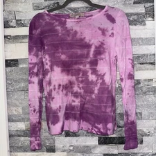 Women’s Ann Taylor Loft Hand Dyed Thin Sweater Shirt Blouse Top S Small Sm Tie