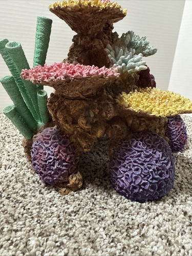 Coral Reef Aquarium Decoration Fish Tank Ornament Resin Rock Cave Clams 7” Tall - Picture 6 of 21