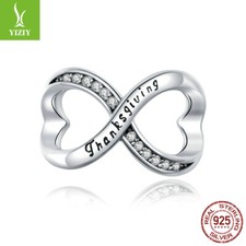 Fashion Women Authentic S925 Sterling Silver Infinity Symbol Charms Fit Bracelet