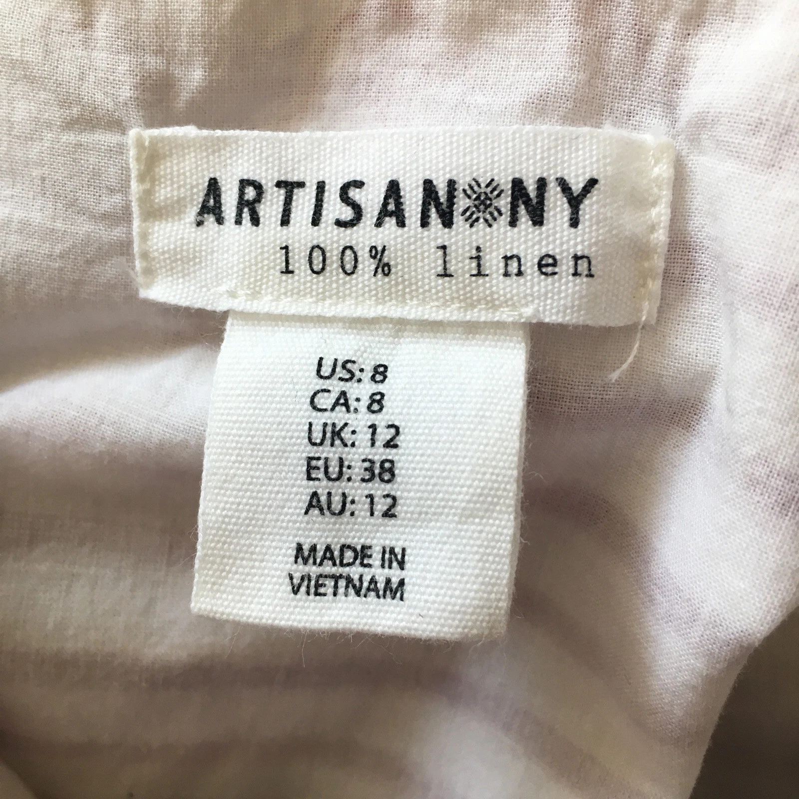 OFF WHITE Abito donna ARTISAN NY bianco sporco righe rosse taglia 8 100% lino maxi prendisole