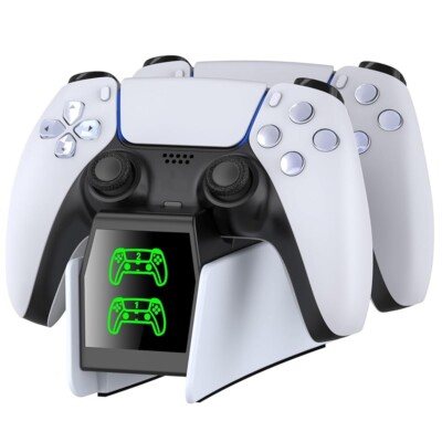 PS5 Controller Charger Dual Fast Charging Dock for PS5+RGB Light+Touch control