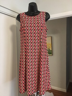 Anthropologie Aryeh Pink Orange Yellow Sleeveless Flare Bottom Dress SZ M  R2