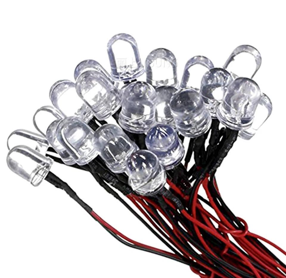 10PCS 10mm LED Prewired Light Emitting Diode LED Single Colour DC12V DIY Hobby - image 4 of 4