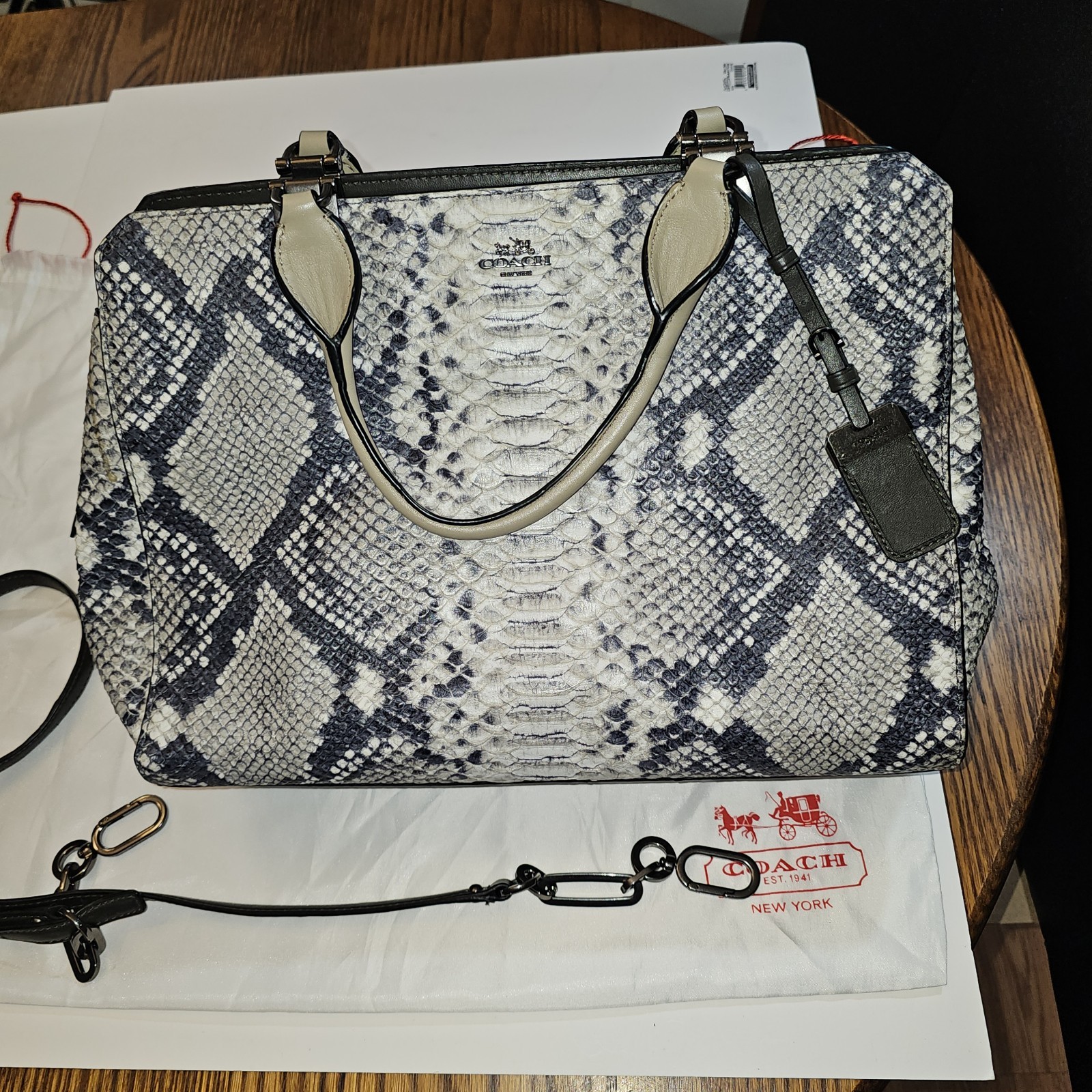 Coach Madison Python Lexie Carryall Embossed Leat… - image 12