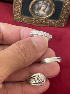 Lot De 3 Bagues En Argent Massif Et Brillants Taille 56/53/55