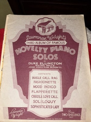 LAWRENCE WRIGHTS THIRD ALBUM OF FAMOUS NOVELTY PIANO SOLOS VINTAGE SHEET MUSIC