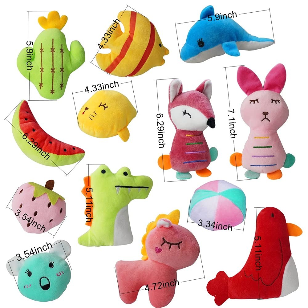 27Pack Plush Squeaky Dog Toys for Puppies  Small Bulk Assorted Designs