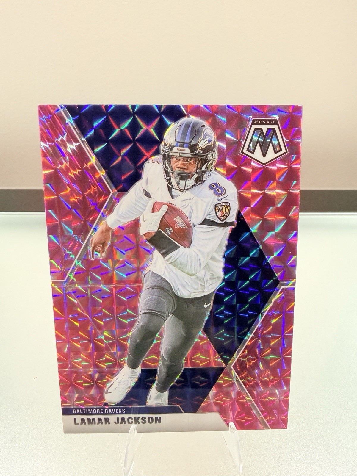 Lamar Jackson 2020 Panini Mosaic Pink Camo #19 Baltimore Ravens