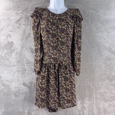 Sandro Harmonie Dress Womens Size 1 Multicolor Floral Ruffle Boho Mini Dress