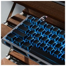 XVX Shine Through PBT Keycaps, Black Prism Keyboard Keycaps, Side Printed Tra...