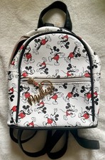 Disney Mickey Mouse Mini Backpack White Faux Leather All Over Print  Charm Bag
