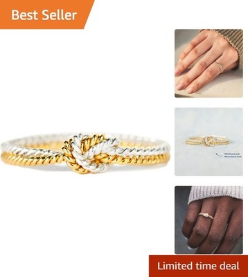 Handcrafted Two-Tone Knot Ring for Women - Sterling Silver Heart Purity, Size 8