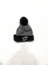 Vtg Cleveland Cavaliers New Era NBA Knit Cuffed Pom Beanie Hat W/ Pin Black Gray
