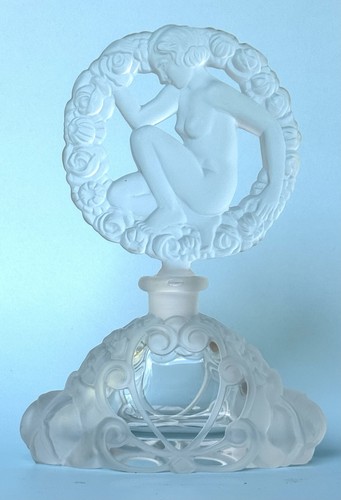 VINTAGE-ART DECO-CZECH-NUDE LADY-PERFUME BOTTLE-FROSTED GLASS