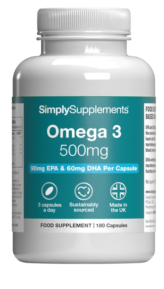 Omega 3 500mg - 180 Soft Gel Capsules | EPA & DHA | High Quality Fish Oils
