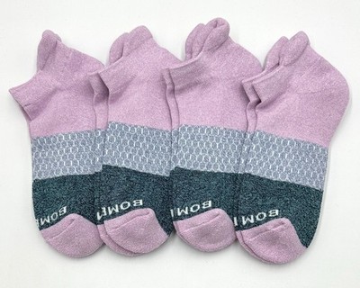 4 Pairs bombas Women's Cushion Tri-Block Ankle socks Size Med 8-10.5 Lavender