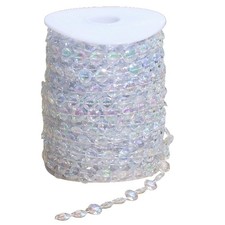 99ft Iridescent Bead Garland, Acrylic Crystal Strand Roll for Christmas Tree, Ha