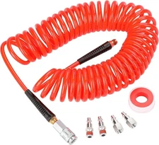 1/4 in x 30 ft Polyurethane Recoil Air Compressor Hose with Bend Restrictors Com