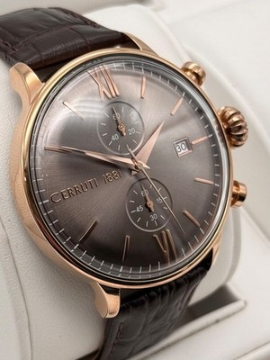 Cerruti 1881 CRA178 Quartz Chronograph Herrenuhr Herren Uhr Gold Braun OVP Box