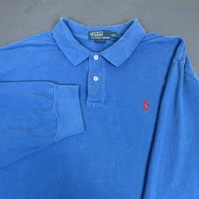 Polo Ralph Lauren Long Sleeve Polo Shirt Size XXL Blue, Red Pony, Men’s Preppy