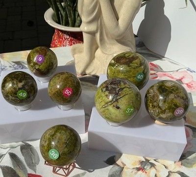 GREEN OPAL SPHERE - Mineral Chakra Reiki Crystal Witch Meditation Gem Stone