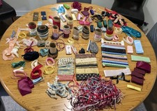 Large Vintage Lot Of Ribbon Various Lengths Brands And Colors And Materials