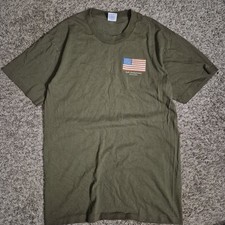 Vtg 90s Duke Athletic Shirt Olive Green US Military Single Stitch Made In USA