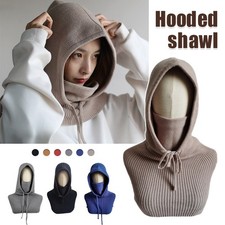 Winter Women Knitted Hooded Scarf Neck Warmer Balaclava Hat Beanie Cap Windproof