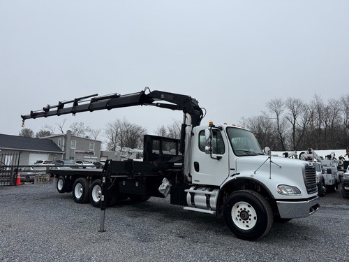 2005 Freightliner M2 106 Used Hiab 300-6 Flatbed Knuckleboom Truck Diesel Tandem