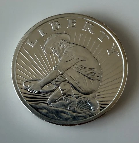 California Prospector Grizzly Bear 1 Troy Oz 999 Fine Silver Round