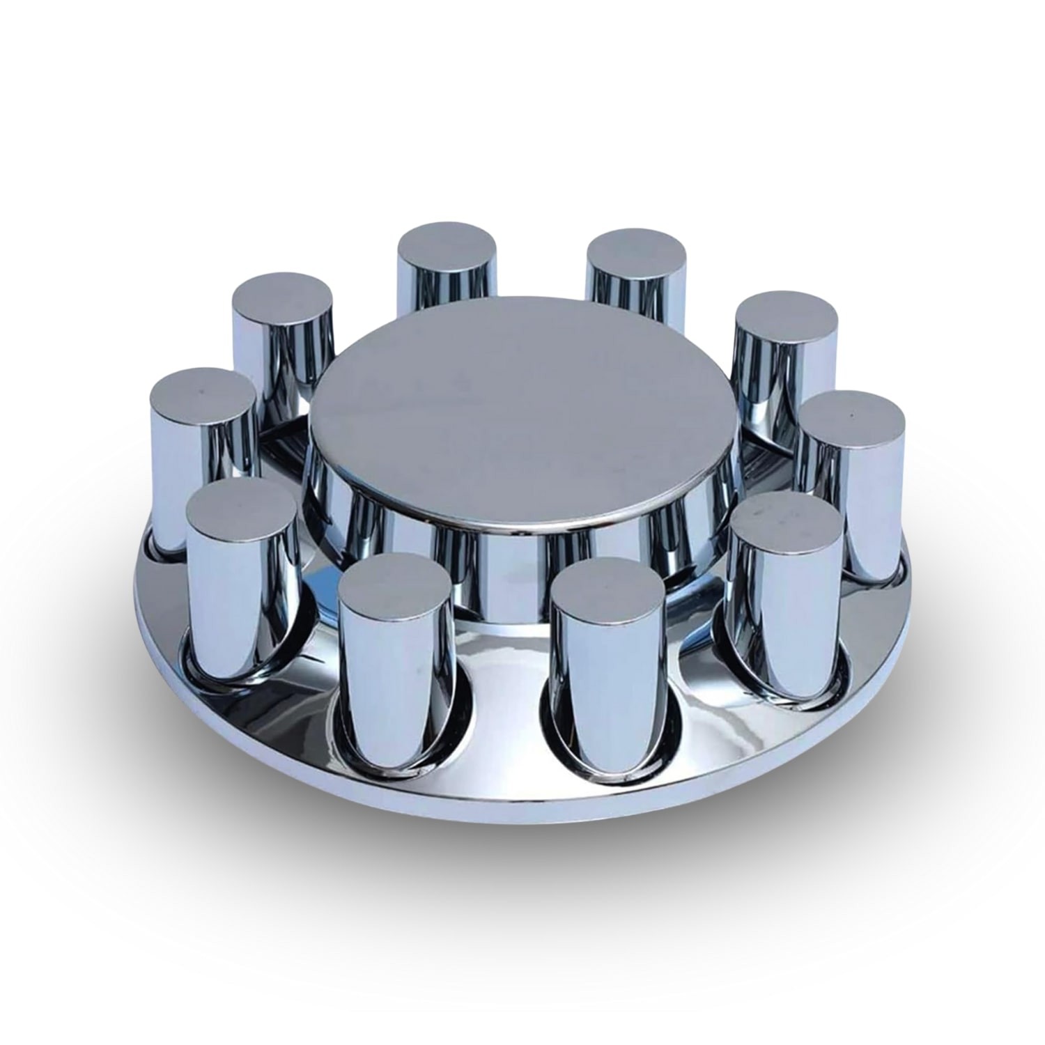 Chrome Front Axle Wheel Cover with 33mm Lug Nuts for Semi Truck