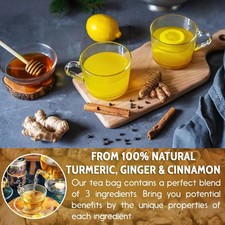 Turmeric Ginger Cinnamon Tea 60/120 Bags Vegan No Sugar Caffeine Gluten Free