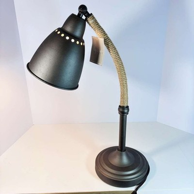 Gage Desk Lamp by Forty West Designs Hemp RopeTrim Industrial Design 20.5  Tall