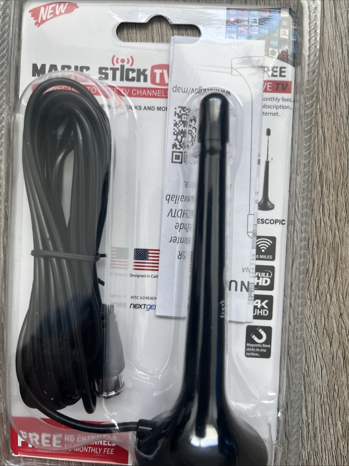Magic Stick TV MS-TELE Amplified Signal Booster Antenna for Digital HDTV 1080P