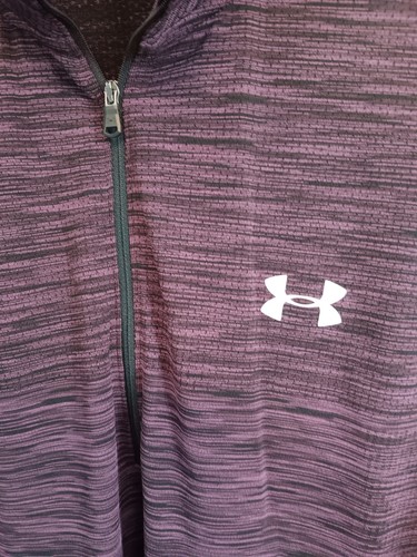 Under Armour Pullover Mens 2XL Purple Quarter Zip Activewear Top Heat Gear - Picture 3 of 5
